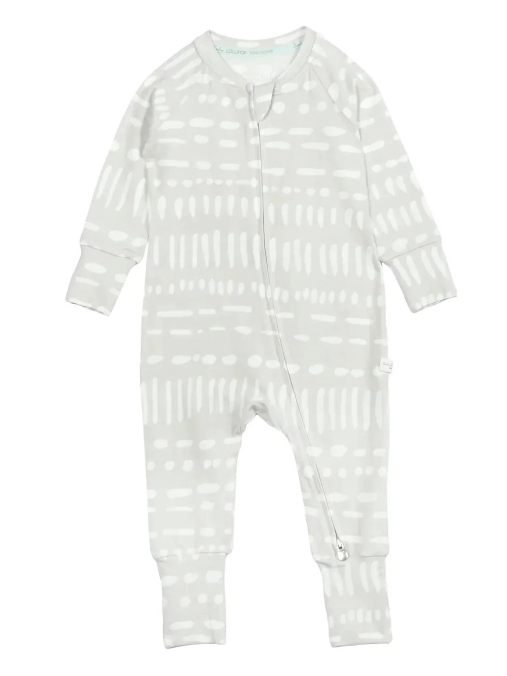 Neutral Taupe & White Dot-Print Baby One-Piece Zip Romper